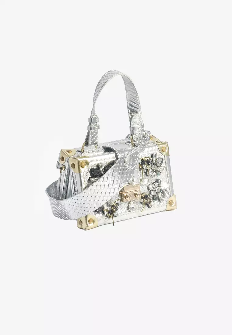 Buy CSHEON W Trunk Bag Gems Silver Ice with Strap Genuine