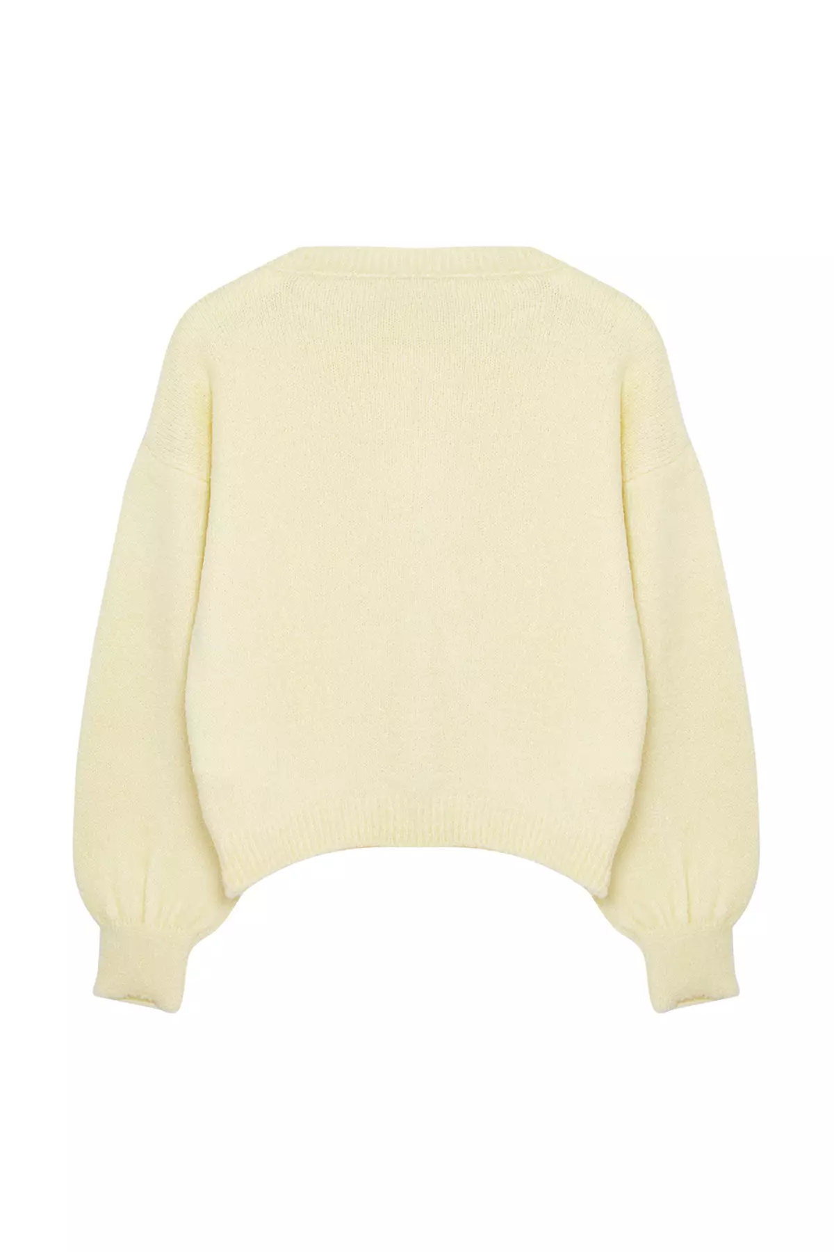 Yellow Boucle Jacket-Looking Knitwear Cardigan TWOAW25HI00147