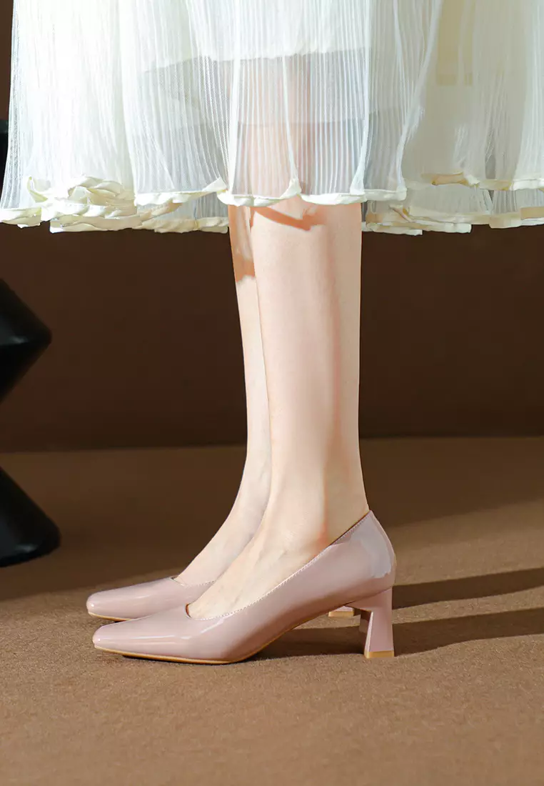 5CM Square Toe Patent Leather Pumps BY2355-3