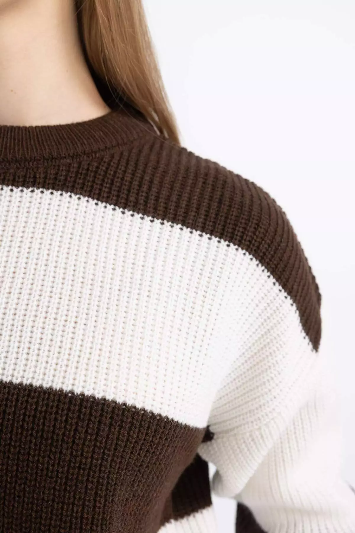 Coool Oversize Wide Fit Crew Neck Striped Sweater X4931Az24Wn