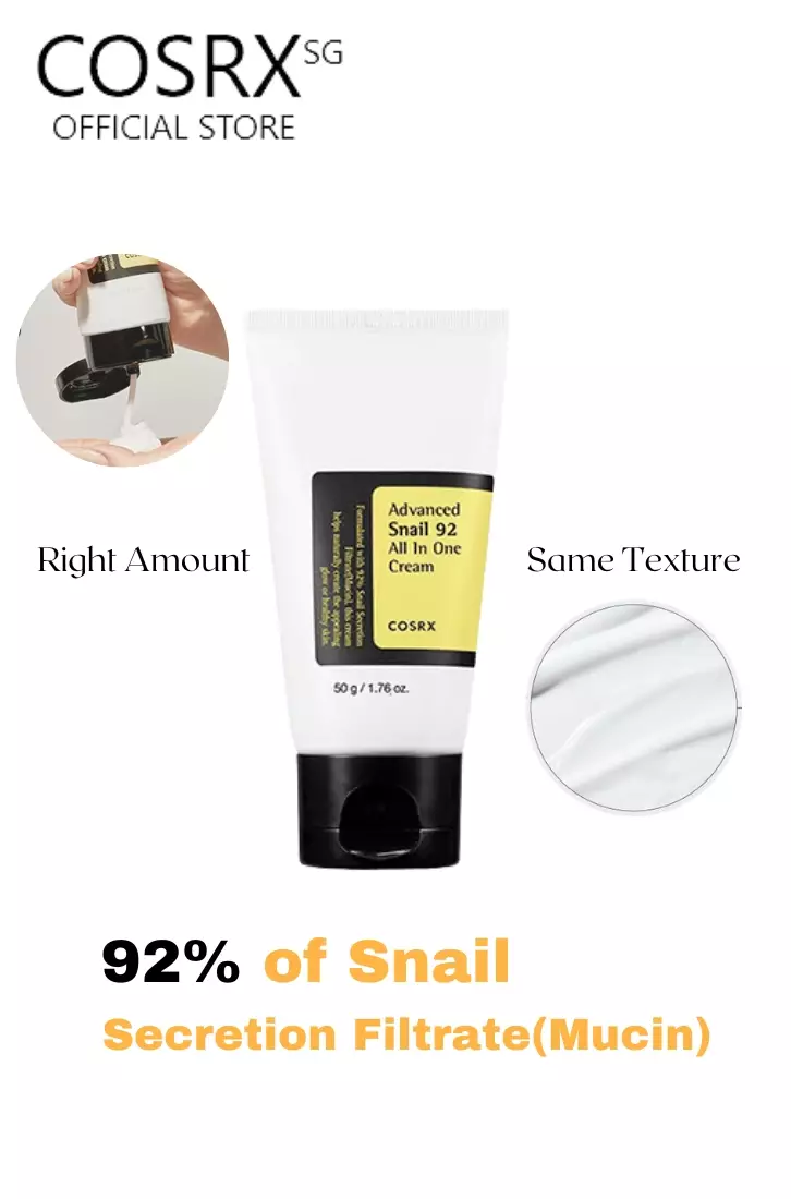 Cosrx Snail Set(Snail Cleanser 150ml+96 Essence 100ml+92 Cream(Jar)100ml+Snail Eye Cream 25ml+ Hydrogel Mask Box 3's)