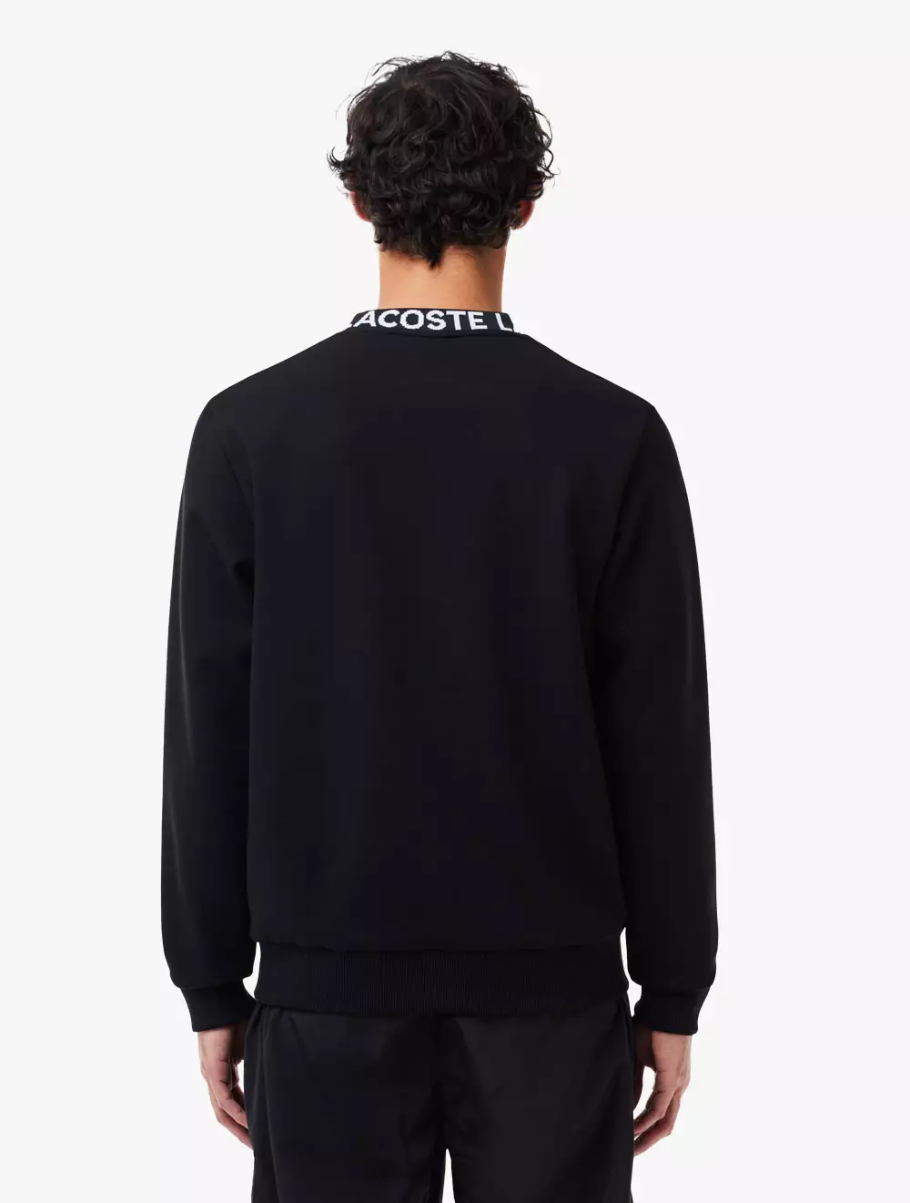 Logo Jacquard Collar Double Face Sweatshirt - Black