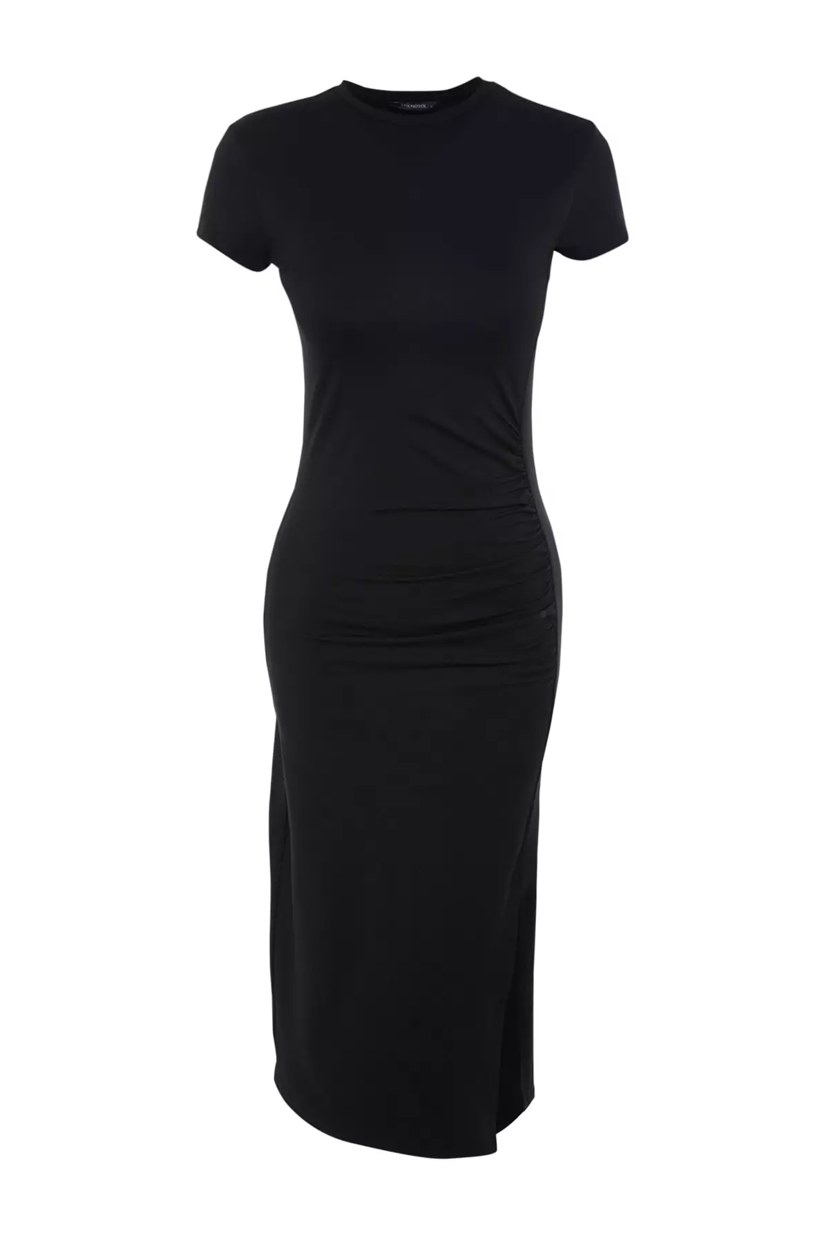 Knitted Dress with Smocks and Slit Detail