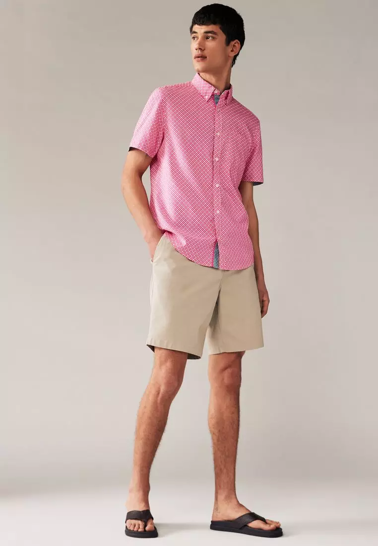 NEXT Linen Blend Printed Short Sleeve Shirt 2025 | Buy NEXT