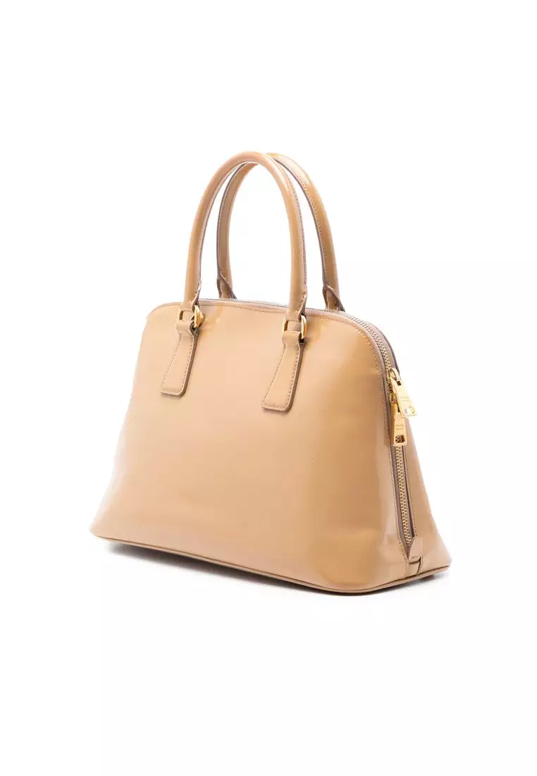 Pre-Loved Prada Medium Saffiano Vernice Promenade Satchel