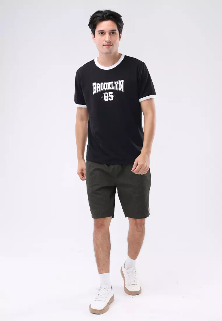 Round Neck Streaky Short Sleeves