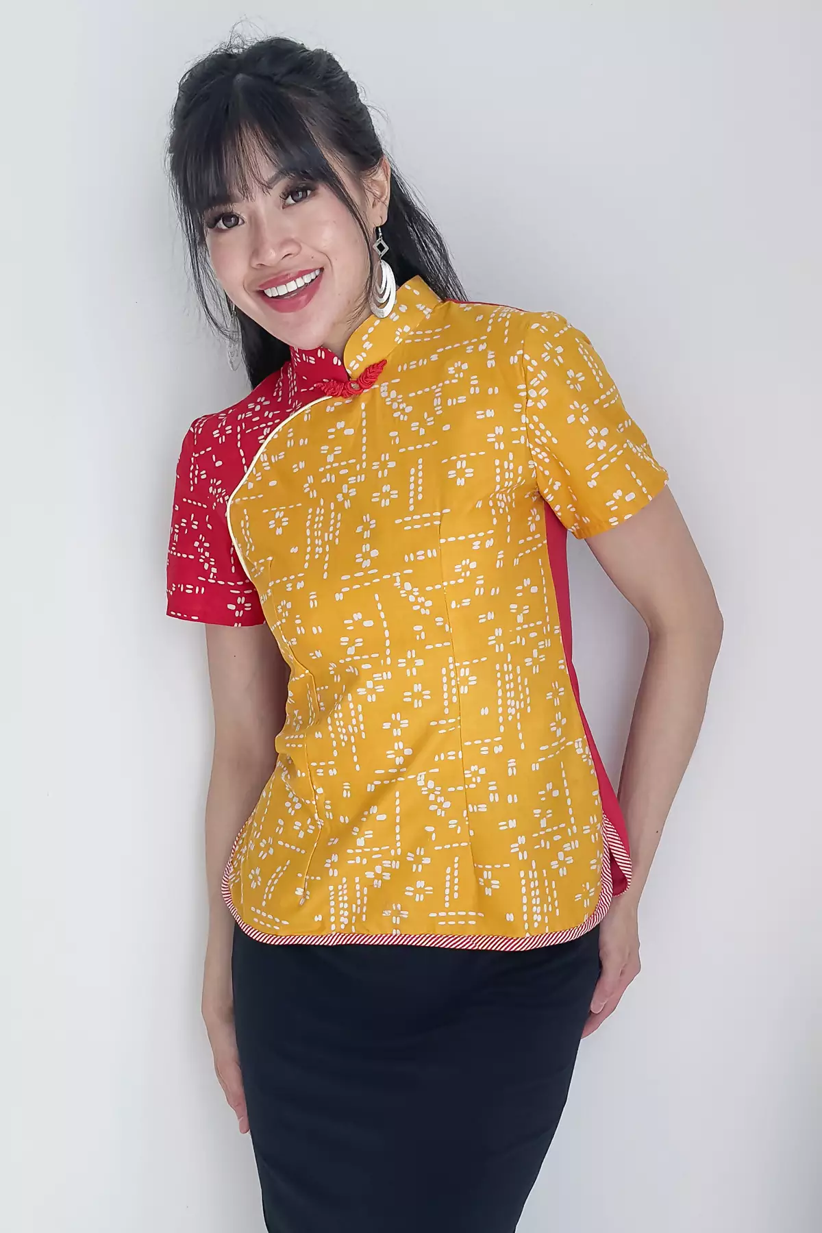 Canna Sashiko Kuning Merah Blouse