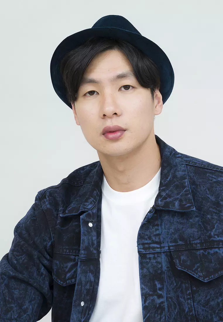 Topi fedora cowboy hat fedora corduroy navy blue houseofcuff