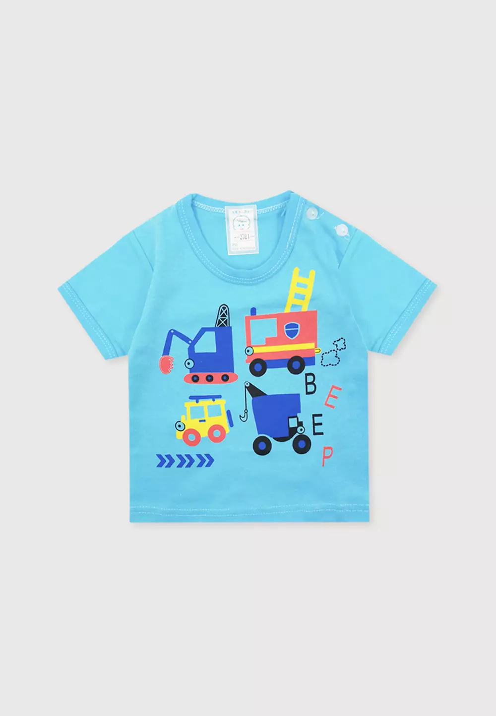 Wakakids Setelan Bayi Laki Laki Usia 0 Bulan Hingga 6 Bulan Set Baju Anak Celana Kaos Motif Tractor 3781 Biru