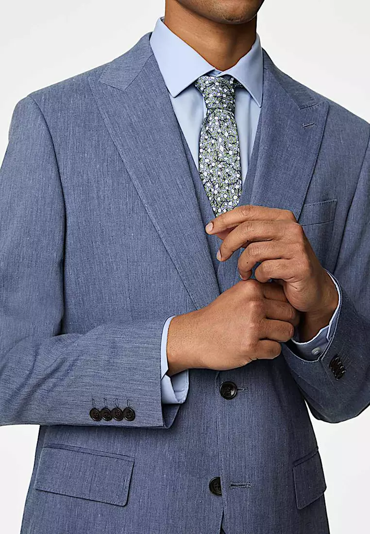 Tailored Fit Linen Rich Suit Jacket