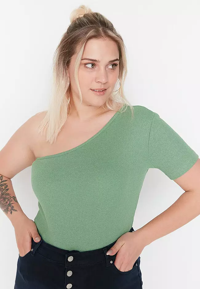 One shoulder tops online plus size