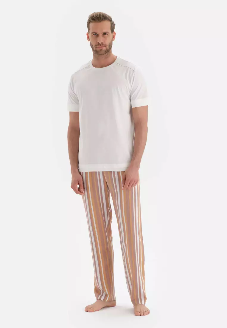 Buy DAG Ecru Tshirt Pants Crew Neck Regular Long Leg Short