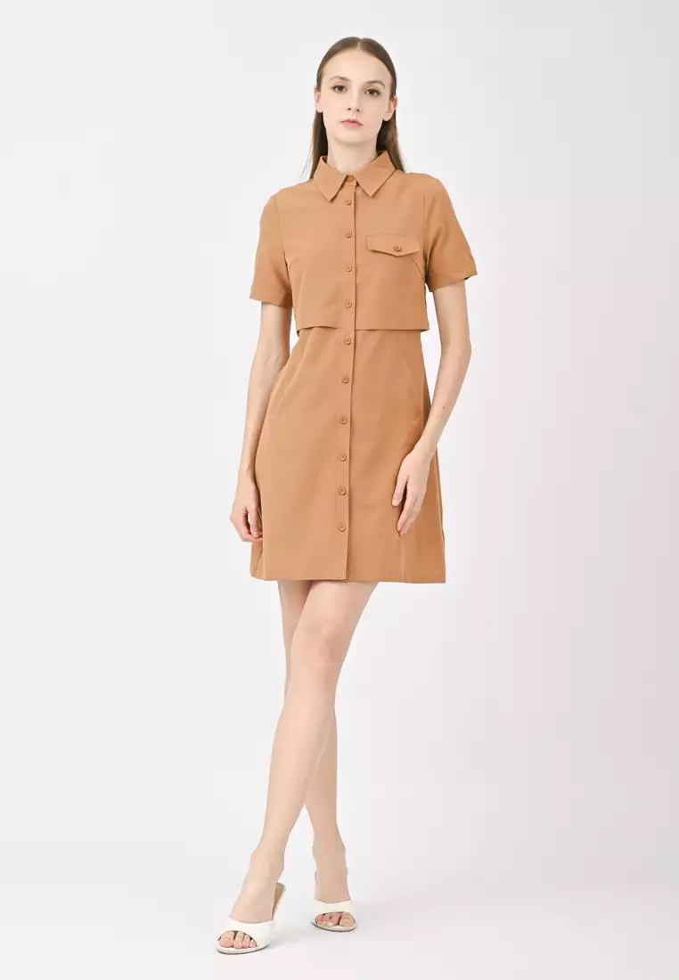 衬衫迷你连衣裙