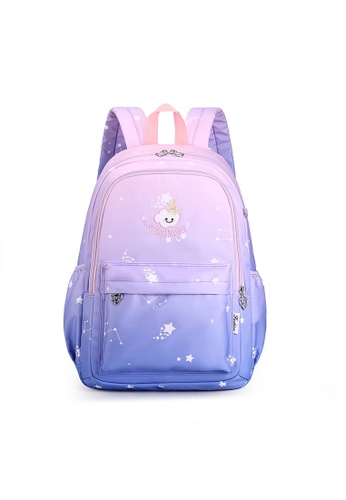 Lara pink and blue Girls' Color Gradient Multi Pocket Backpack - Blue 5B56CKC0BE072CGS_1