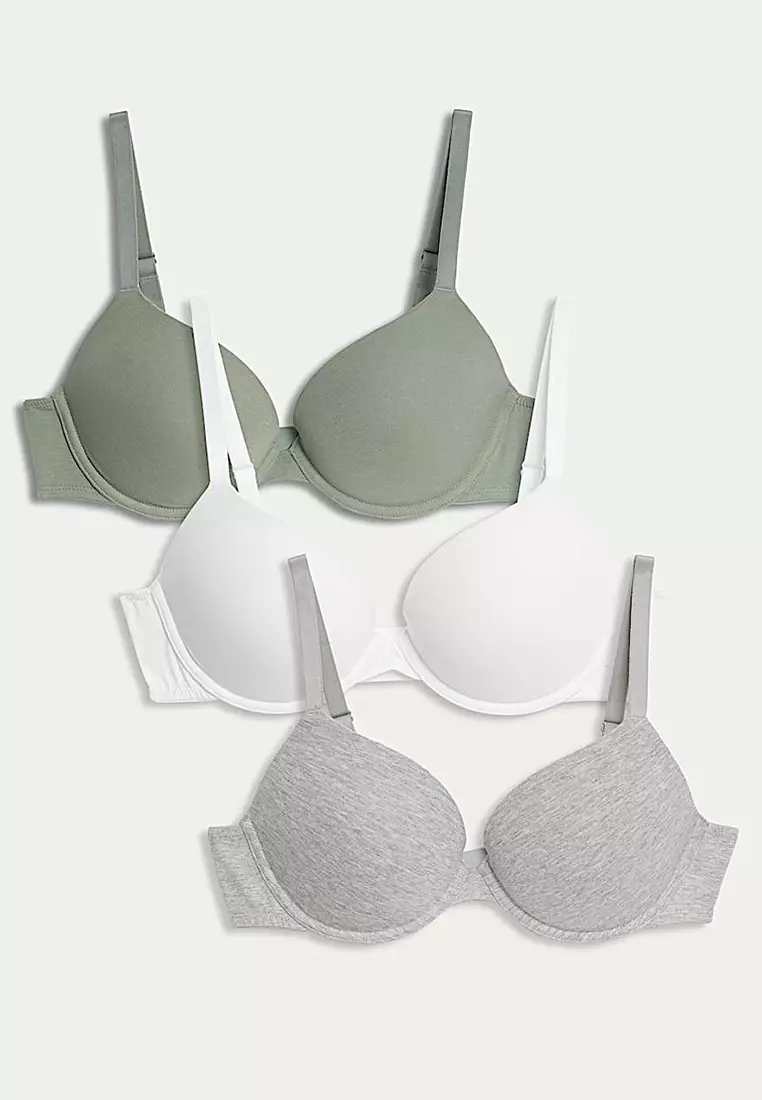 3pk Cotton Wired Push-Up Bras
