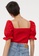 H&M red Puff-Sleeved Cropped Top 14A88AA6D5A427GS_2