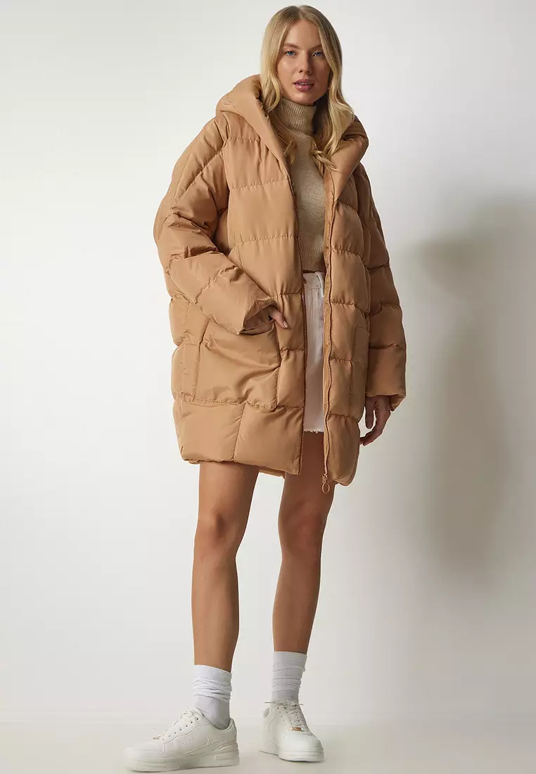 Padded Coats Beige Puffer Jacket Oversized Beige Puffer Jacket