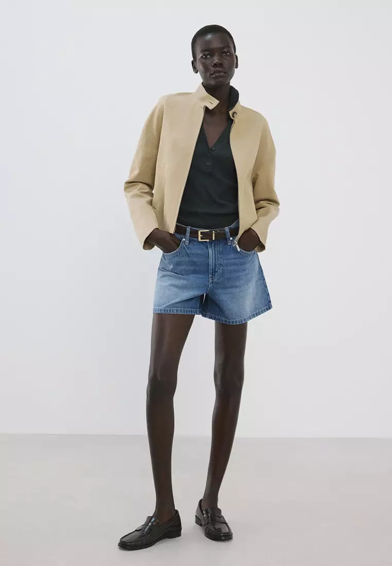 Straight Mid-Rise Denim Shorts