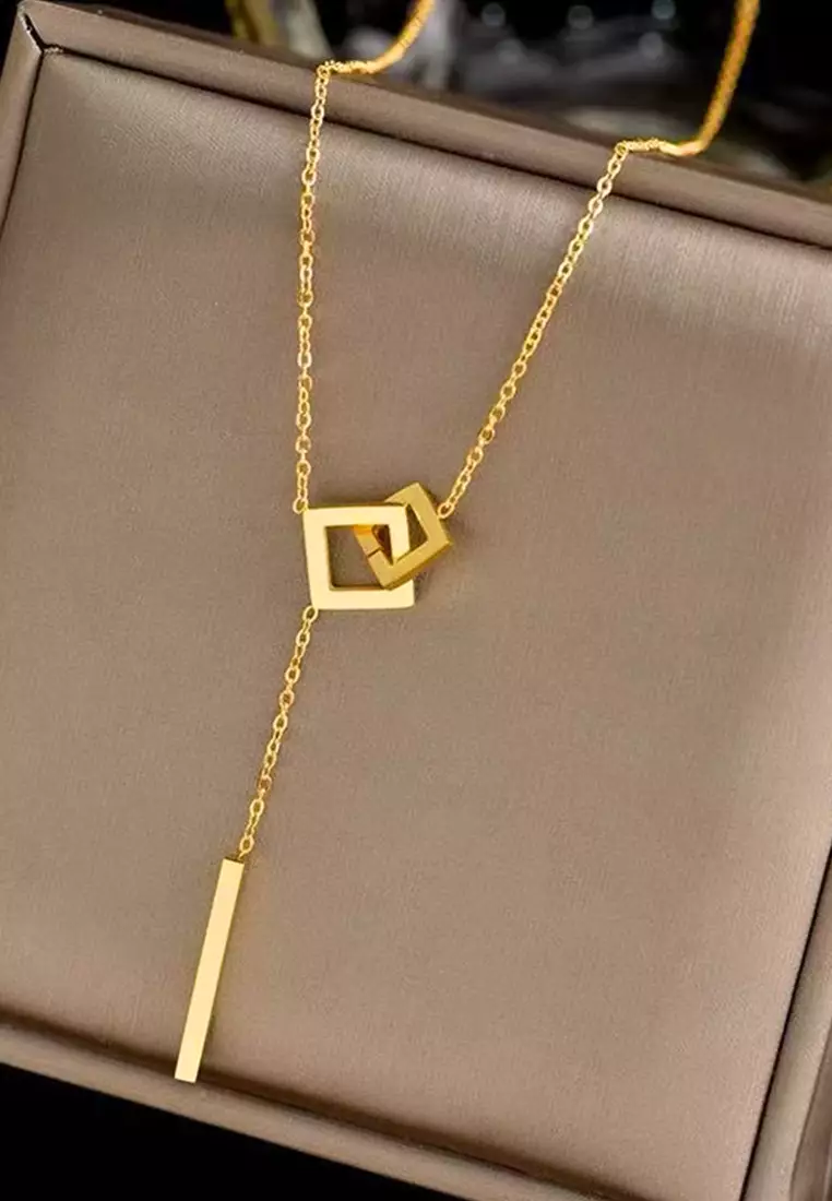 Kalung Wanita Korea Titanium Fashion Original Kotak Indah Kalung Cewek