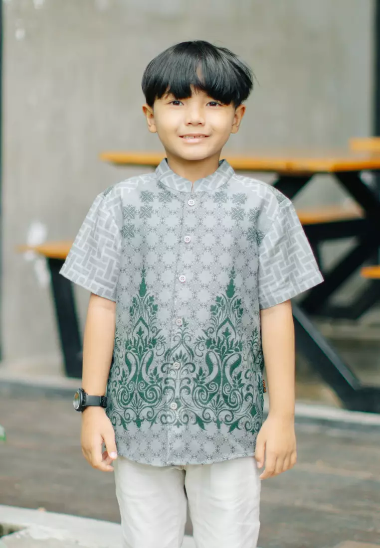 My Aksa Batik Anak Kemeja Anak koko Dobby Mavi Manisa Raya Series