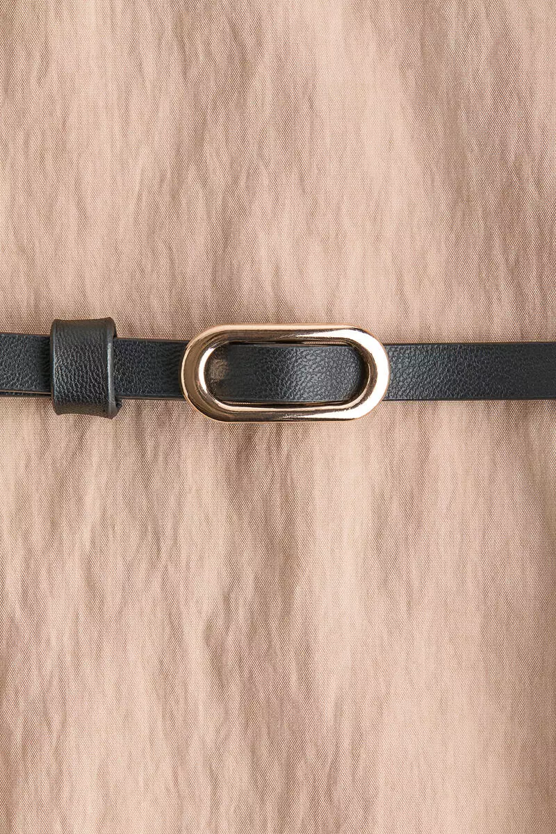 Belted cowl-neck dress