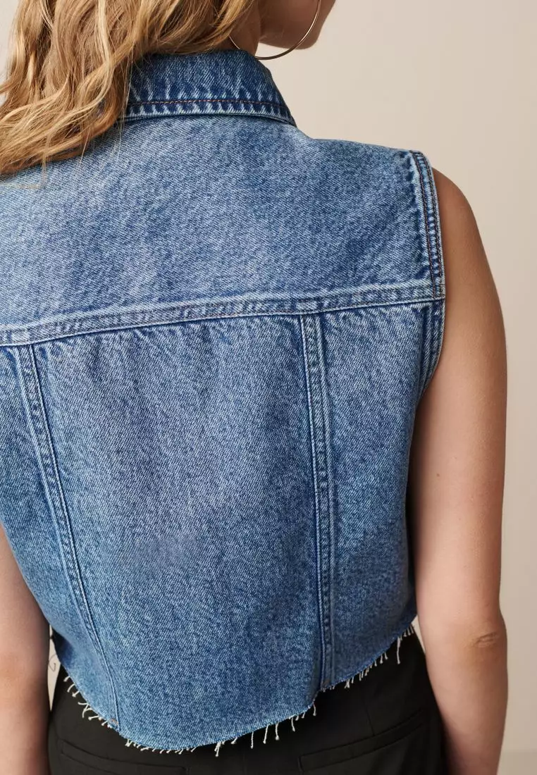 Buy NEXT Cropped Sleeveless Denim Jacket 2025 Online | ZALORA