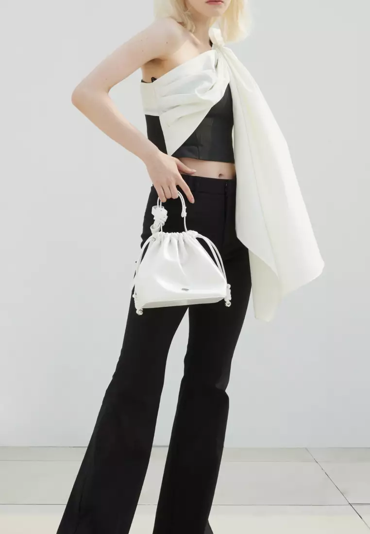 CHERRY Vegan Leather Crossbody Bag White