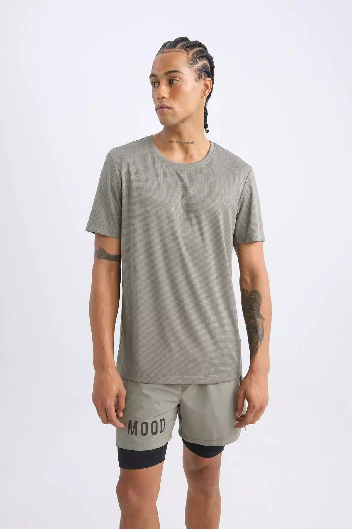 Defactofit Slim Fit Tight Fit Crew Neck Printed Sports Short Sleeve T-Shirt X6142Az24Sp