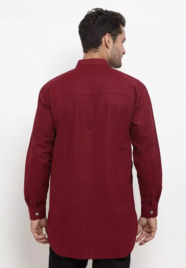 Zayidan Baju Koko Gamis Muslim Pria Rauf - Maroon
