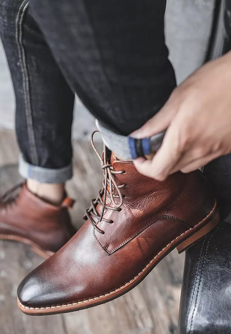 VANSA  Vintage Leather Mid Boots VSM-B02266