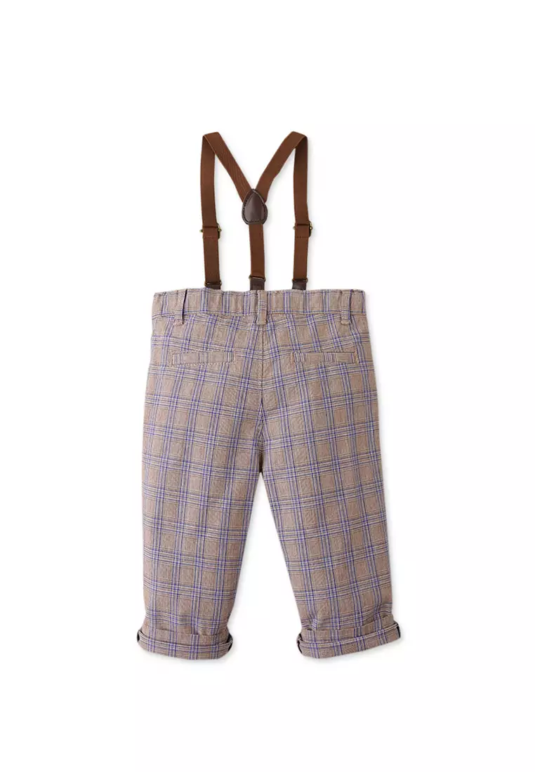 Baby Boys Low Crotch Houndstooth Pants with Suspenders