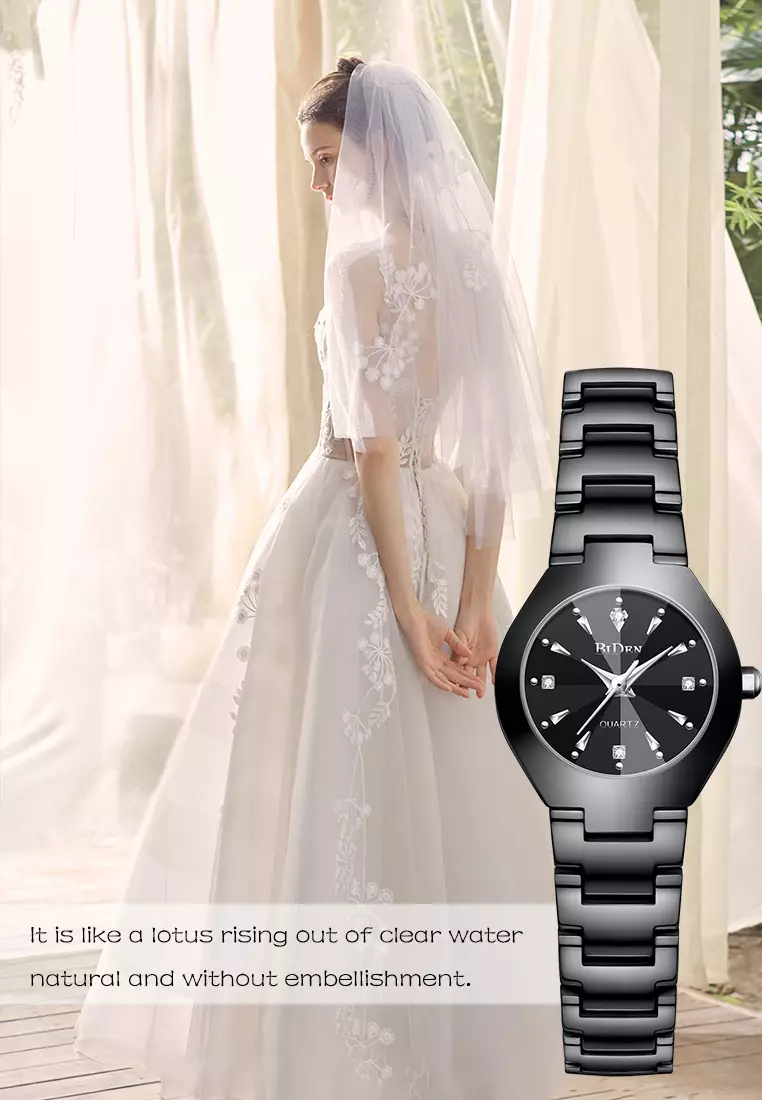 jam tangan wanita fashion bisnis stainless steel strap dengan gelang