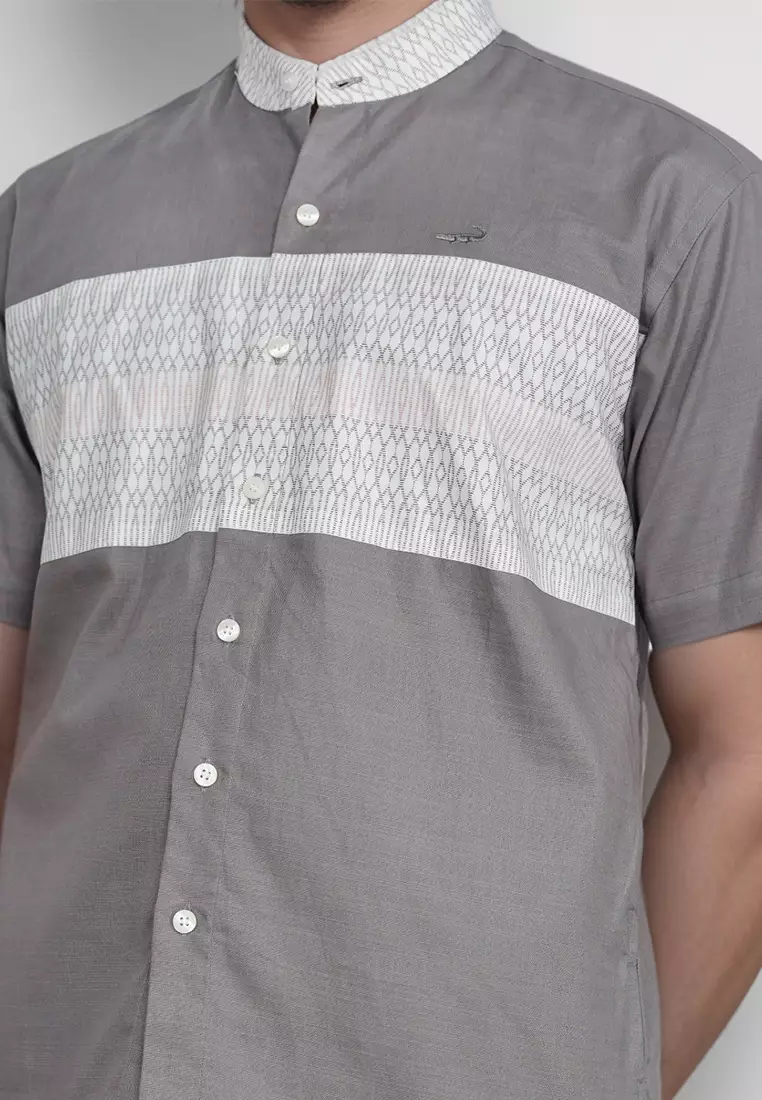 Crocodile KOKO Katun | Lengan Pendek | Corak Batik Men Shirt Kemeja | Relax Fit 1087