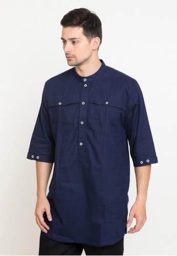 Jual ZAYIDAN Baju Koko Pria Muslim Zayidan Jabri - Biru