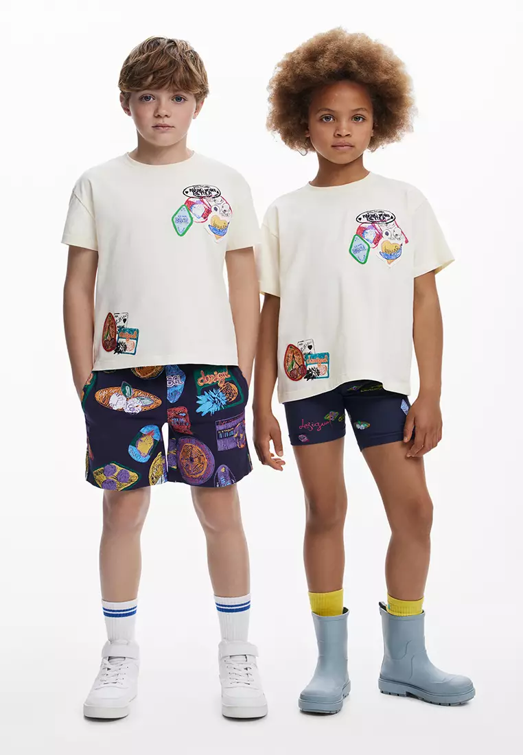 T-shirt with embroidered patches