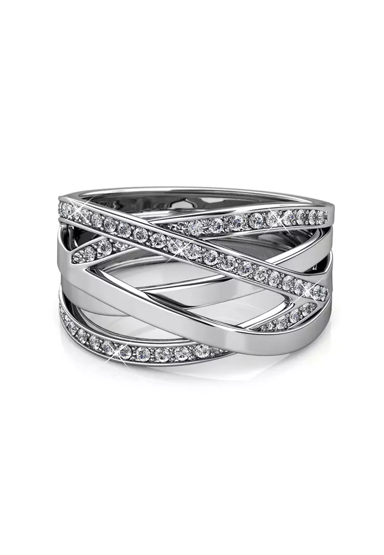 White gold top criss cross ring
