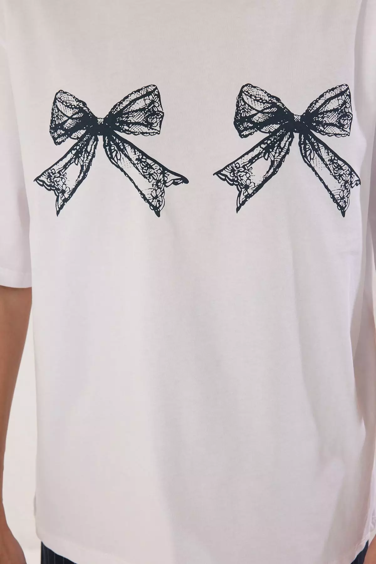 andmary Bicolor ribbon tops color white