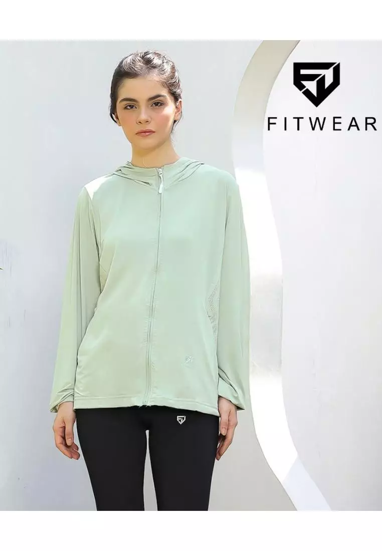 Fitwear - Jaket Olahraga Wanita DRYFIT OVERSIZE SUZY LASER CUT ANTI UV - DUSTY GREEN