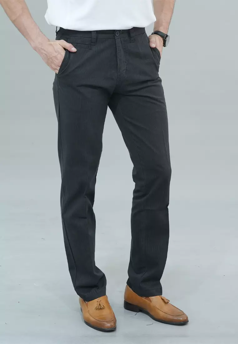LGS - Celana Panjang Chinos Double Pocket Hitam Regular Fit