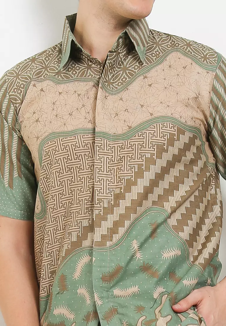 Evano Kemeja Batik Exclusive Premium Pria Casual Modern Lengan Pendek