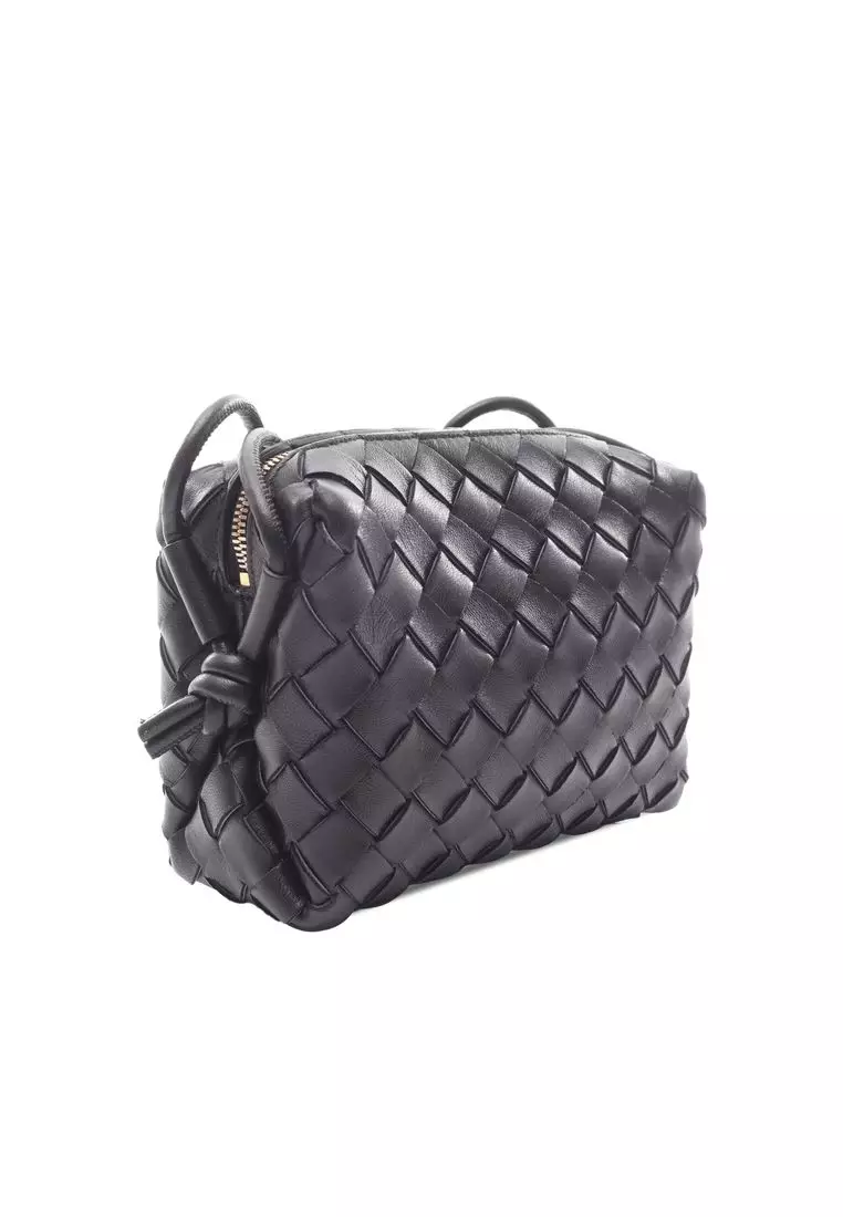 Pre-Loved Bottega Veneta Mini Lambskin Intrecciato Loop Camera Bag