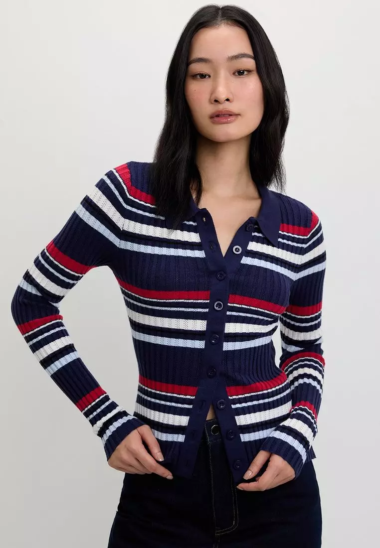 Striped Knit Top - Navy