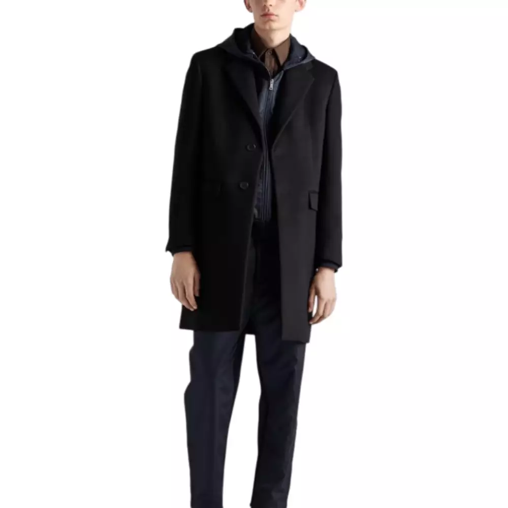 Technical Cotton and Re-Nylon Hoodie Jacket Blue