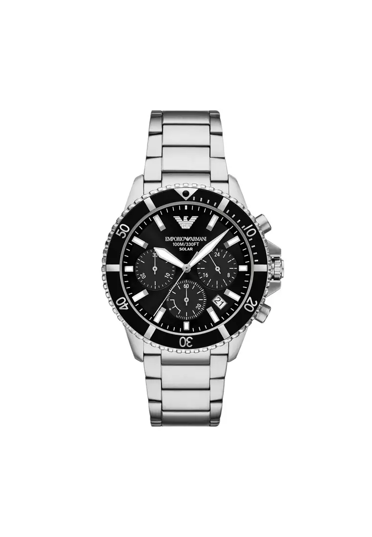 Emporio Armani World Explorer Solar-Powered Chronograph Stainless Steel Watch AR11739