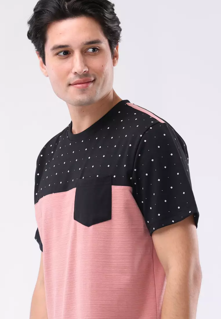 Round Neck Streaky Short Sleeves