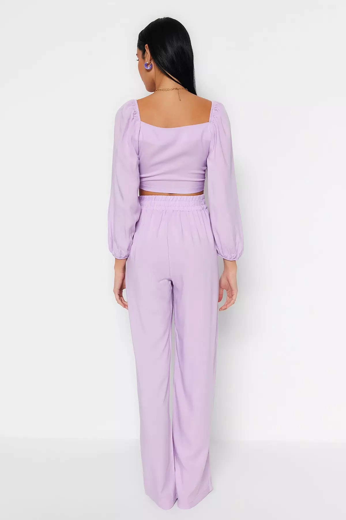 Tie-Up Blouse and Trousers Set