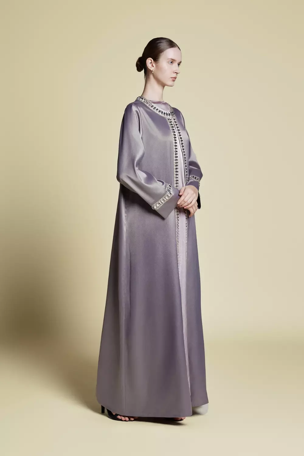 DEMURE&CO - Hafsa Prive’  Embellished Coat Dress Ash Grey