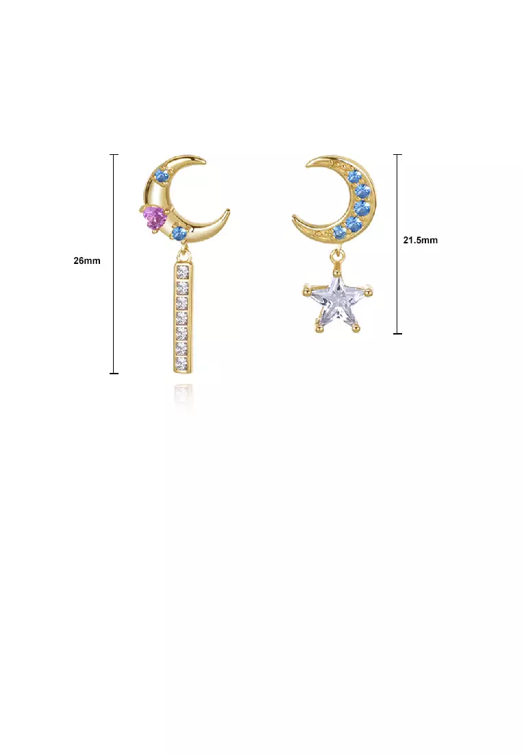 Gold moon and star dangle earrings sales