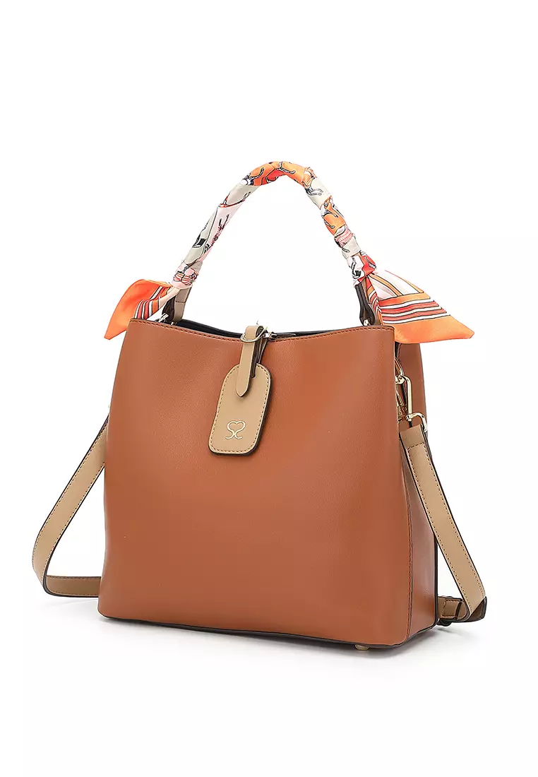 Women's Top Handle Bag / Sling Bag / Crossbody Bag (Tas Selempang / Tas Tangan) - Cokelat