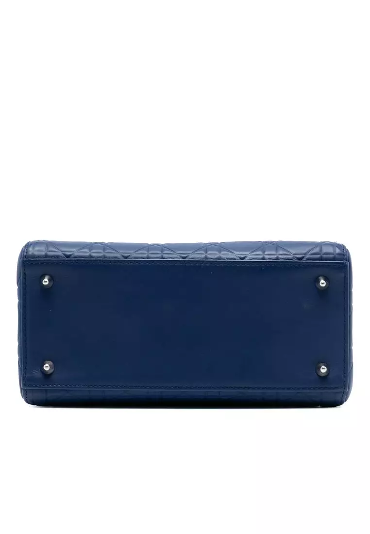 Pre-Loved Dior Medium Ultra Matte Calfskin Cannage Embossed Lady Dior
